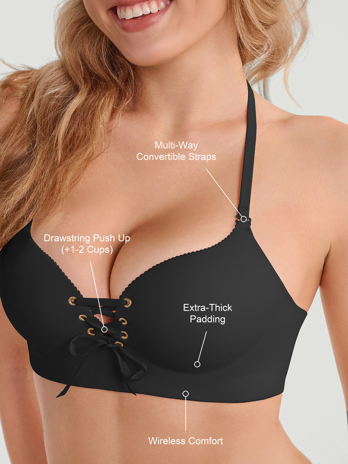 Drawstring Push-Up Bra