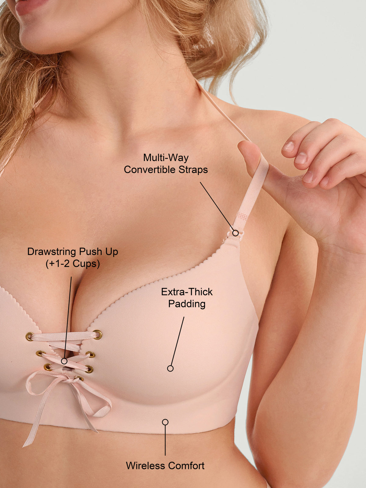 Drawstring Push-Up Bra