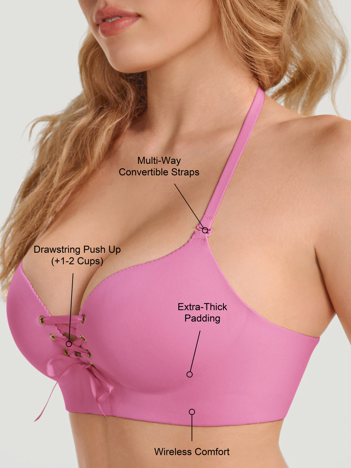 Drawstring Push-Up Bra