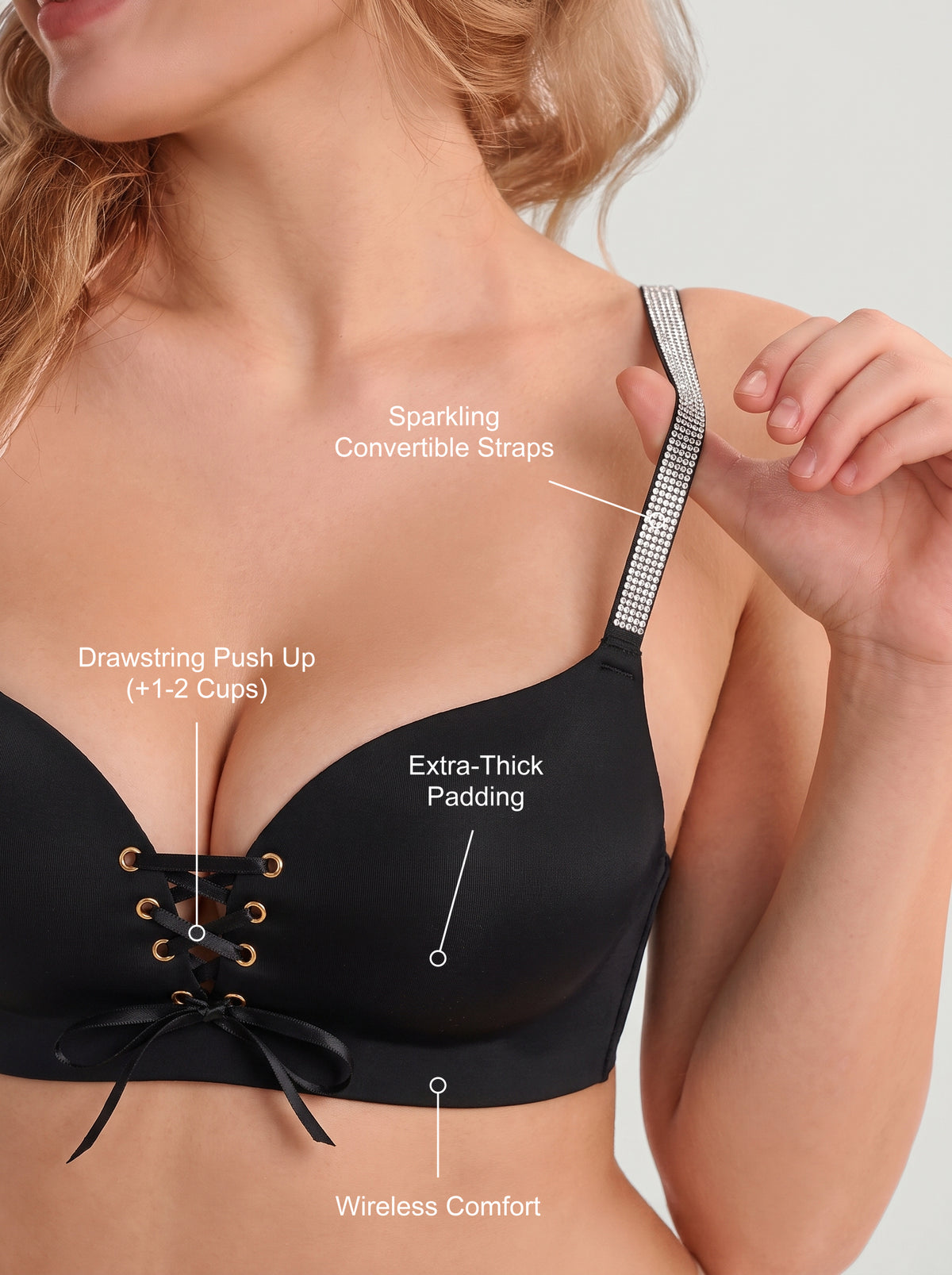 Drawstring Push-Up Bra